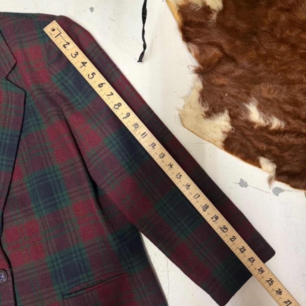 Vintage Sag Harbor Plaid Wool Blazer Dark Academia Preppy 90s Tartan Jacket 16 - Picture 10 of 13